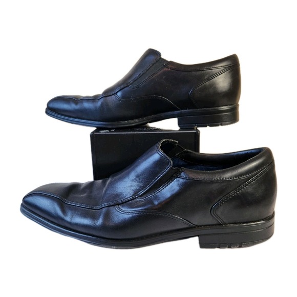 Rockport Adiprene Adidas Loafers Mens Sz 11 W Wide Black Leather Slip on Shoes - Picture 1 of 16